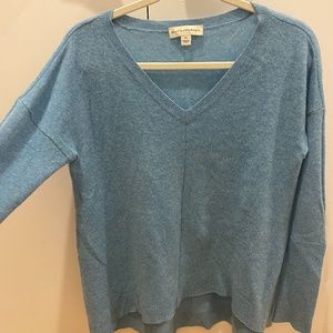 White and Warren 100% Cashmere Blue Sweater